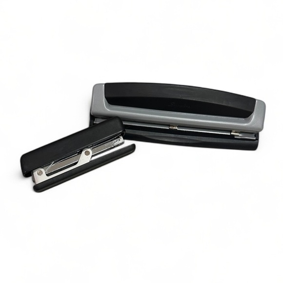 Stapler and Hole Punch Bundle Black and Silver - Heavy Duty - Picture 1 of 8